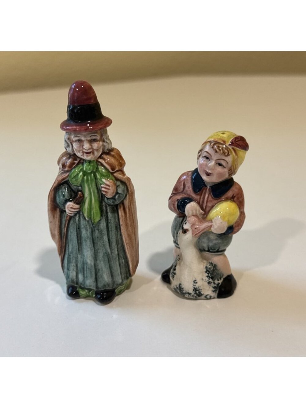 Mother Goose & Jack With The Golden Goose Salt & Pepper Shakers Vintage - Japan